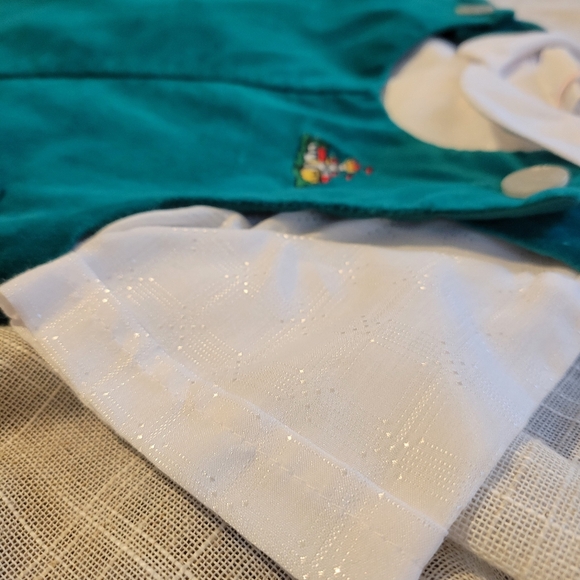 Vintage Green Velvet Baby Romper with White Shirt 24 Month- 1T - Picture 3 of 12